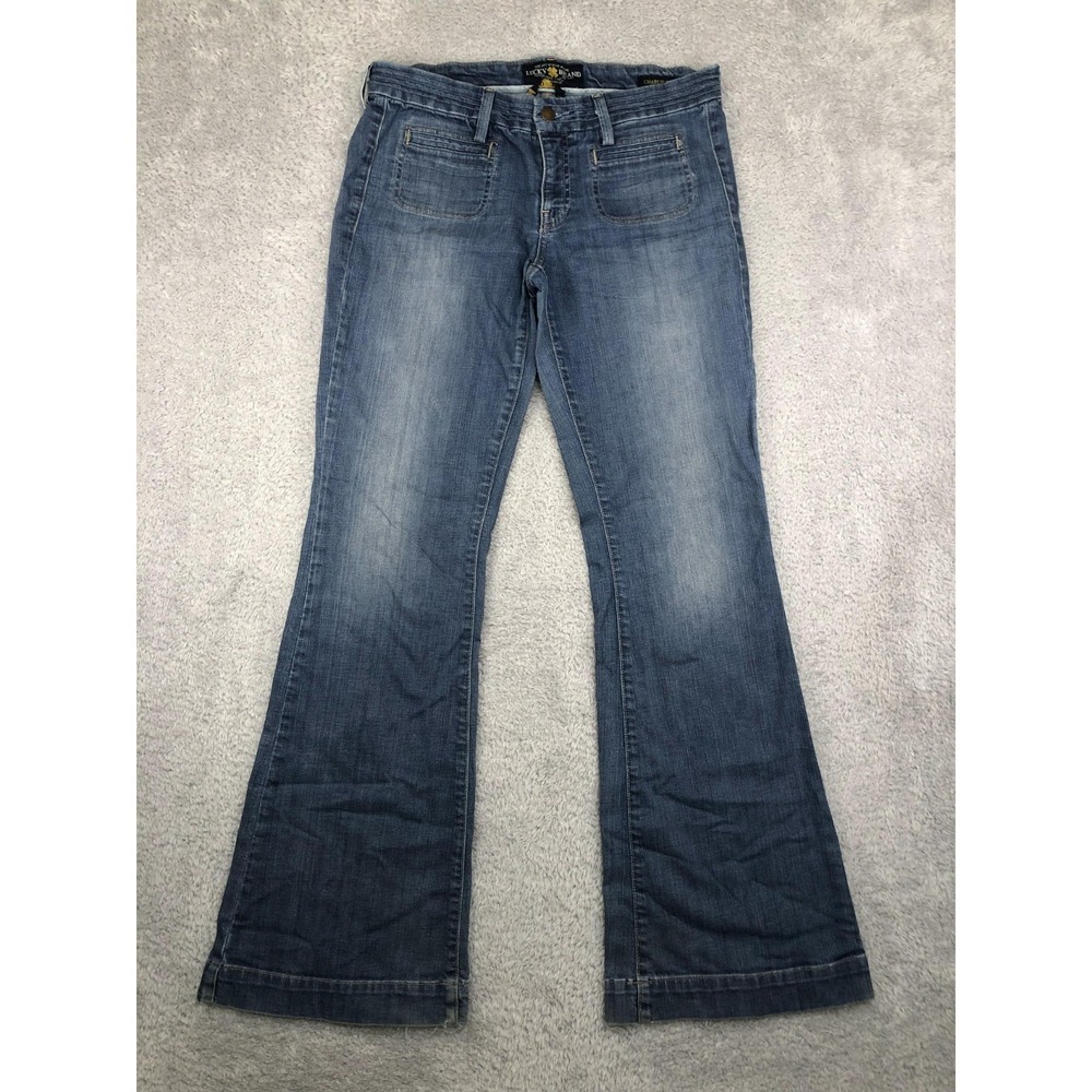 Lucky Brand Jeans Womens 10/30 (32x32.5) Blue Distressed Charlie Flare Low Rise